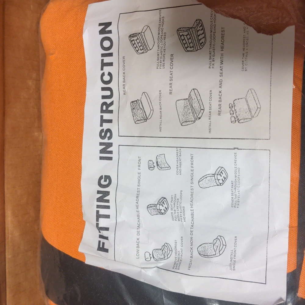 Older car seat covers Harley orange and black